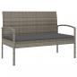 Preview: Gartenbank mit Kissen Grau 105 cm Poly Rattan