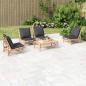 Preview: ARDEBO.de - 5-tlg. Garten-Lounge-Set mit Dunkelgrauen Kissen Bambus