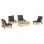 Preview: 5-tlg. Garten-Lounge-Set mit Dunkelgrauen Kissen Bambus