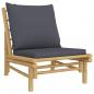 Preview: 5-tlg. Garten-Lounge-Set mit Dunkelgrauen Kissen Bambus