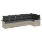 Preview: 6-teiliges Garten-Sofa-Set mit Kissen Hellgrau Poly Rattan