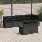 Preview: 8-teiliges Garten-Sofa-Set mit Kissen Schwarz Poly-Rattan