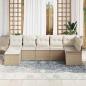Preview: 7-teiliges Garten-Sofa-Set mit Kissen Beige Poly Rattan