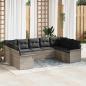 Preview: ARDEBO.de - 9-teiliges Garten-Sofa-Set mit Kissen Hellgrau Poly-Rattan