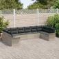 Preview: 10-teiliges Garten Sofa Set mit Kissen Hellgrau Poly Rattan