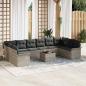 Preview: ARDEBO.de - 11-teiliges Garten-Sofa-Set mit Kissen Grau Poly Rattan