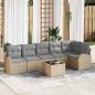 Preview: ARDEBO.de - 7-teiliges Garten Sofa Set mit Kissen Schwarz Poly Rattan