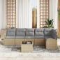 Preview: 7-teiliges Garten Sofa Set mit Kissen Schwarz Poly Rattan