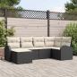 Preview: ARDEBO.de - 6-teiliges Garten Sofa Set mit Kissen Schwarz Poly Rattan