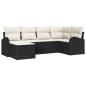 Preview: 6-teiliges Garten Sofa Set mit Kissen Schwarz Poly Rattan