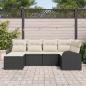 Preview: 6-teiliges Garten Sofa Set mit Kissen Schwarz Poly Rattan