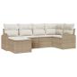 Preview: 6-teiliges Garten-Sofa-Set mit Kissen Beige Poly-Rattan