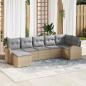 Preview: ARDEBO.de - Garten Sofa Set Set von 7 Beige Rattan Garten Sofa Rechteckig