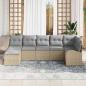 Preview: Garten Sofa Set Set von 7 Beige Rattan Garten Sofa Rechteckig