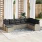 Preview: ARDEBO.de - 8-teiliges Garten-Sofa-Set mit Kissen hellgrau Poly Rattan