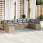 Preview: ARDEBO.de - 10-teiliges Garten Sofa Set mit Kissen Beige Poly Rattan