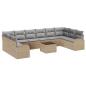 Preview: 11-teiliges Garten-Sofa-Set mit Kissen in Schwarz aus Poly-Rattan