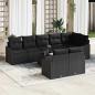 Preview: ARDEBO.de - Garten-Sofa-Set 9-teilig Schwarz Rattan, Polyester Outdoor-Sofa