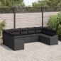 Preview: ARDEBO.de - 9-teiliges Garten Sofa Set mit Kissen Schwarz Poly Rattan