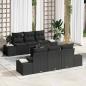 Preview: ARDEBO.de - 7-teiliges Garten-Sofa-Set mit Kissen in Schwarz aus Poly-Rattan