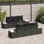 Preview: 7-teiliges Garten-Sofa-Set mit Kissen in Schwarz aus Poly-Rattan