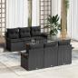 Preview: ARDEBO.de - 7-teiliges Garten-Sofa-Set mit Kissen Schwarz Poly-Rattan Akazie