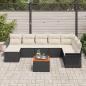 Preview: ARDEBO.de - Garten-Sofa-Set 9-teilig Schwarz und Creme Rattan und Stoff