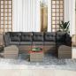 Preview: 8-teilige Garten Sofaset mit Kissen Grau Poly Rattan Akazie