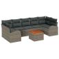Preview: 8-teilige Garten Sofaset mit Kissen Grau Poly Rattan Akazie