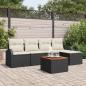 Preview: ARDEBO.de - 6-teiliges Garten-Sofa-Set mit Kissen Schwarz Poly-Rattan Akazie