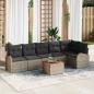 Preview: ARDEBO.de - 7-teiliges Garten Sofa Set mit Kissen Grau Poly Rattan Akazie