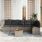 Preview: 7-teiliges Garten Sofa Set mit Kissen Grau Poly Rattan Akazie