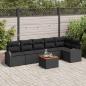 Preview: ARDEBO.de - 7-teiliges Garten Sofa Set mit Kissen Schwarz Poly Rattan Akazie