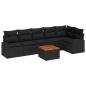Preview: 7-teiliges Garten Sofa Set mit Kissen Schwarz Poly Rattan Akazie