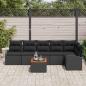 Preview: 7-teiliges Garten Sofa Set mit Kissen Schwarz Poly Rattan Akazie