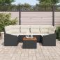Preview: 7-teiliges Garten-Sofa-Set mit Kissen in Schwarz aus Poly-Rattan und Akazie