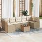 Preview: ARDEBO.de - 8-teiliges Garten Sofa Set mit Kissen Beige Poly Rattan Akazien