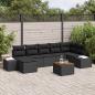 Preview: ARDEBO.de - Garten Sofaset 8 Teile Schwarz Rattan und Holz Geräumig