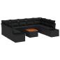 Preview: 10-teiliges Garten Sofa Set mit Kissen Schwarz Poly Rattan Akazie