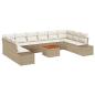 Preview: 11-teiliges Garten Sofa Set mit Kissen Beige Poly Rattan Akazie