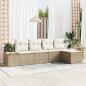 Preview: ARDEBO.de - 5-teiliges Garten Sofa Set mit Kissen Beige Poly Rattan Akazie
