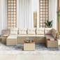 Preview: 8-teiliges Garten-Sofaset mit Kissen Beige Poly Rattan Akazie