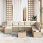 Preview: 9-teiliges Garten Sofa Set mit Kissen Beige Poly Rattan Akazie