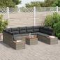 Preview: 10-teiliges Garten-Sofa-Set mit Kissen Grau Poly Rattan Akazie