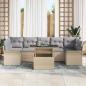 Preview: 8-Teiliges Garten Sofa Set mit Kissen Beiger Poly Rattan