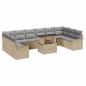 Preview: 11-teiliges Garten Sofa Set mit Kissen Beige Poly Rattan