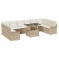 Preview: 11-teiliges Garten Sofa Set mit Kissen Beige Poly Rattan