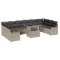 Preview: 11-teiliges Garten-Sofa-Set mit Kissen Hellgrau PE-Rattan