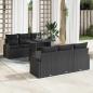 Preview: ARDEBO.de - 7-teilige Garten-Sofa-Set mit Kissen in Schwarz aus Poly-Rattan