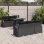Preview: 7-teilige Garten-Sofa-Set mit Kissen in Schwarz aus Poly-Rattan